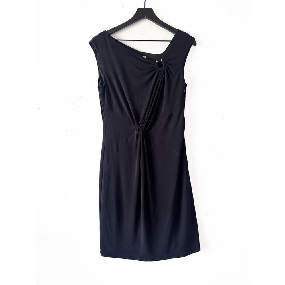 Laundry by Design Black Draped Midi Dress 10 • Holiday Party • NYE LBD